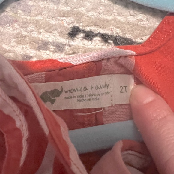 Monica & Andy Red and white striped romper, size 2T - Picture 4 of 4